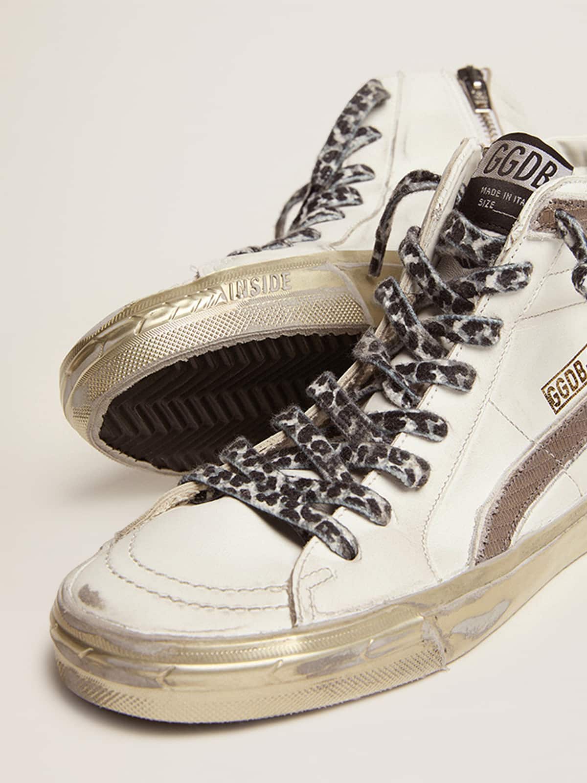 Golden Goose Women's Slide with star in white suede and leather flash