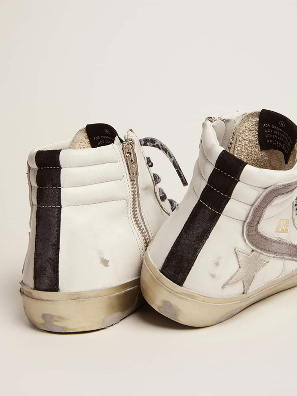 Golden Goose Women's Slide with star in white suede and leather flash
