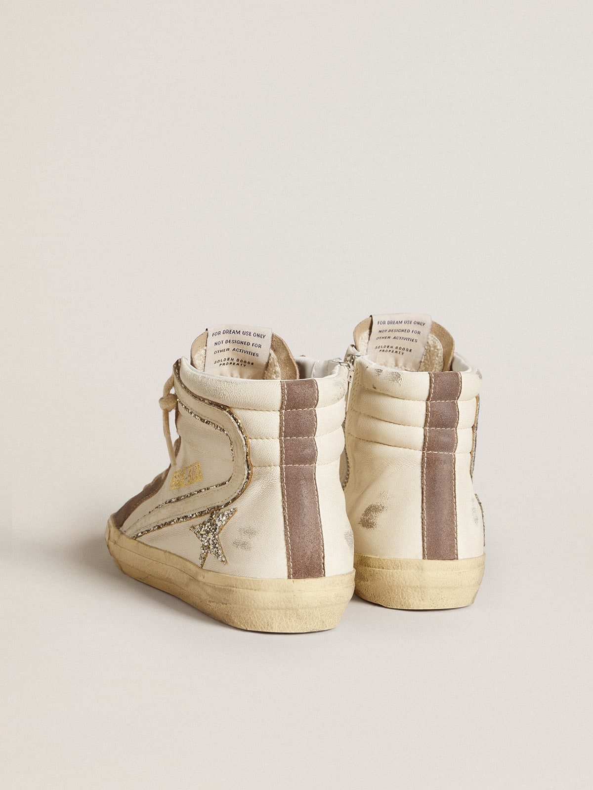 Golden Goose Slide in nappa with glitter star and patent leather flash
