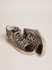 Golden Goose Women's Slide with silver laminated leather upper and studs