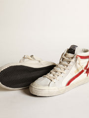 Golden Goose Slide with a red laminated leather star and flash