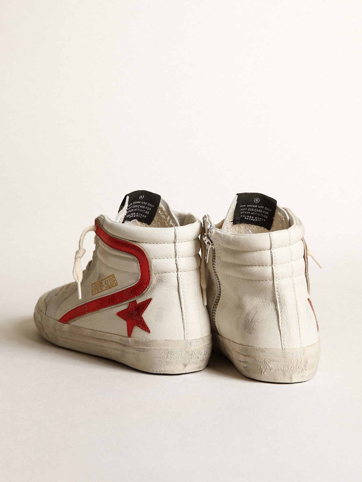 Golden Goose Slide with a red laminated leather star and flash