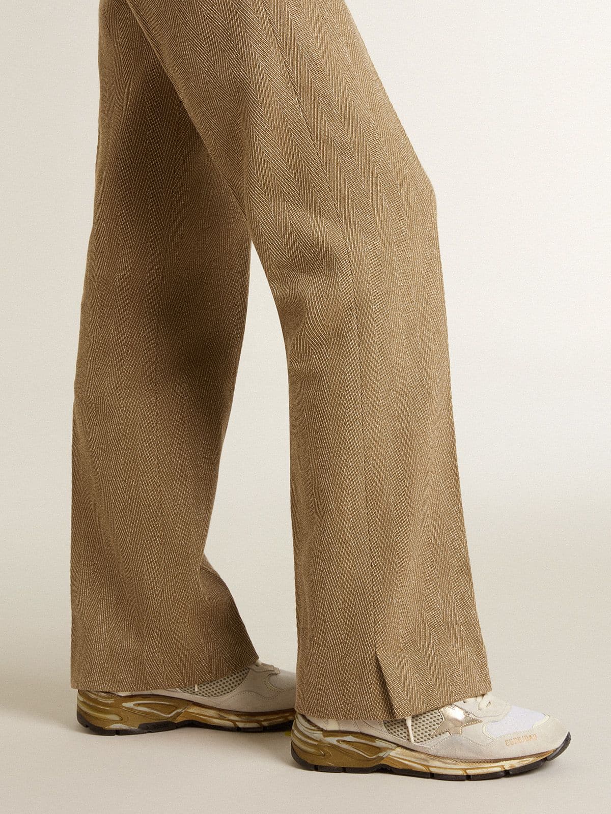 Golden Goose Women's Dad-Star in mesh and white suede with gold foiled star