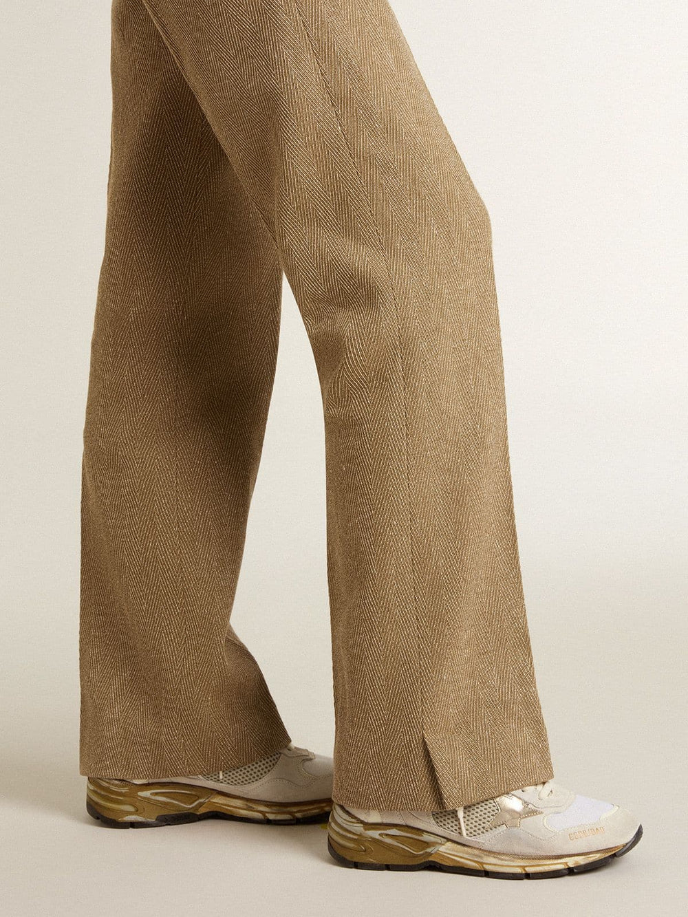 Golden Goose Women's Dad-Star in mesh and white suede with gold foiled star