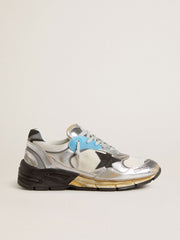 Golden Goose Women's Dad-Star in mesh and silver foiled leather with black suede star