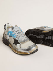 Golden Goose Women's Dad-Star in mesh and silver foiled leather with black suede star
