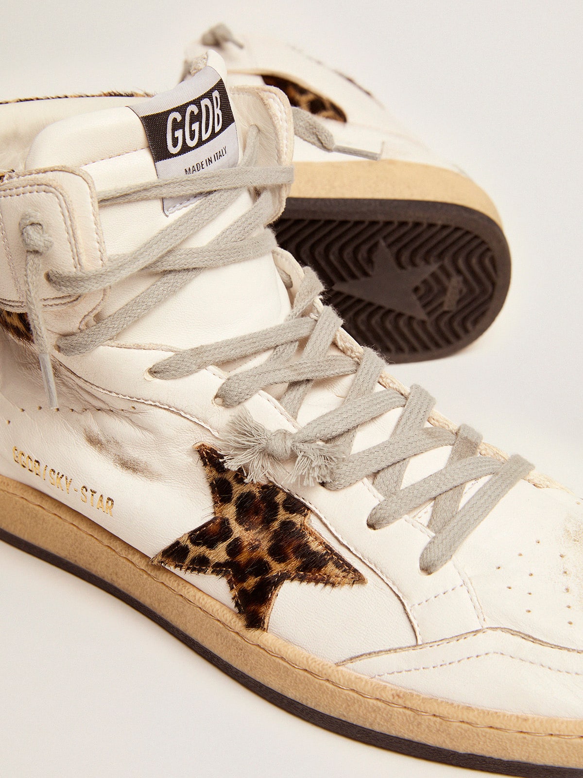 Golden Goose Women’s Sky-Star high-top sneakers in leopard-print pony skin | Golden Goose