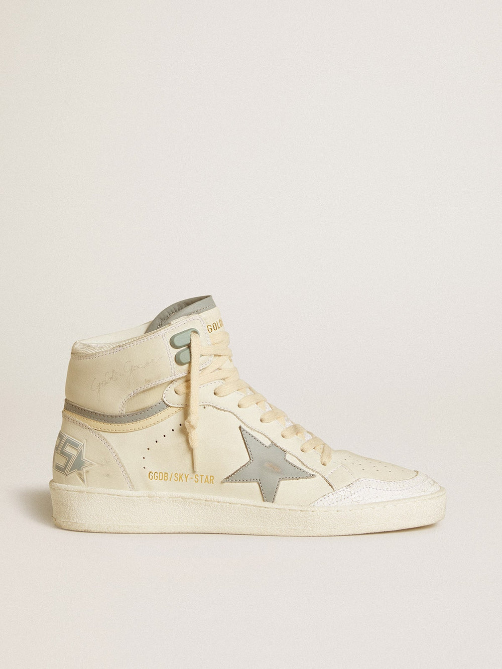 Golden Goose Women's Sky-Star in leather with light blue leather star and white heel tab