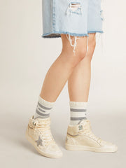 Golden Goose Women's Sky-Star in leather with light blue leather star and white heel tab