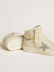 Golden Goose Women's Sky-Star in leather with light blue leather star and white heel tab