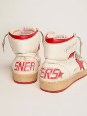 Golden Goose Women's Sky-Star in white nappa with red star and heel tab
