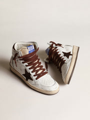 Golden Goose Women’s Sky-Star in white nappa leather with chocolate suede star