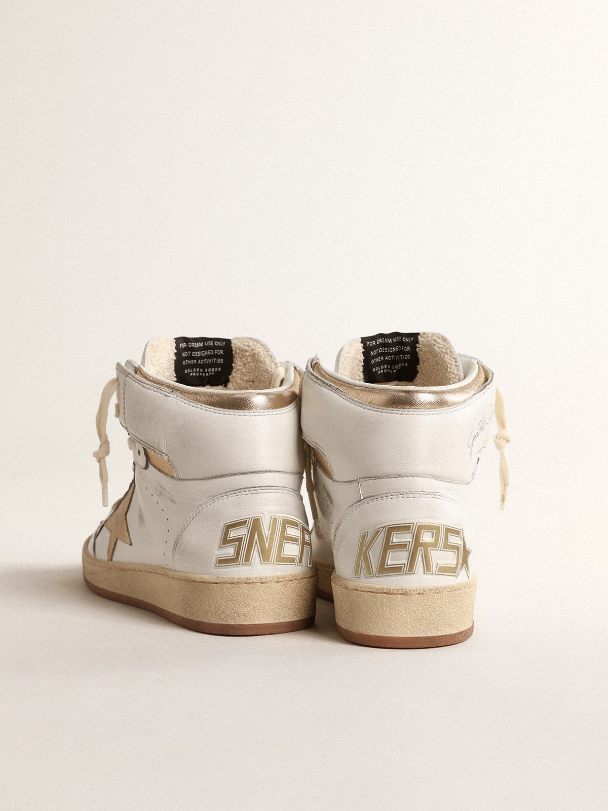 Golden Goose Sky-Star in white nappa leather with gold metallic leather star and heel tab