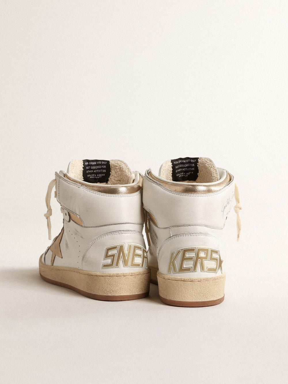 Golden Goose Sky-Star in white nappa leather with gold metallic leather star and heel tab