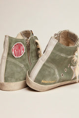 Golden Goose Francy in green suede with silver metallic leather star