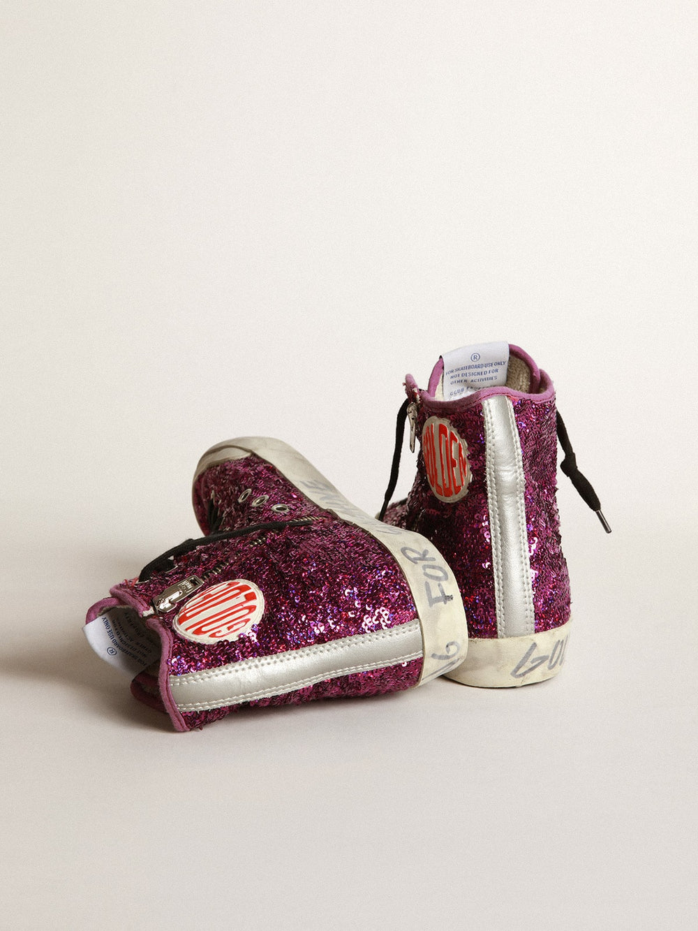 Golden Goose Francy sneakers with sequins and handwritten lettering on the outsole