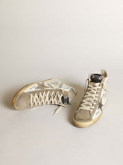 Golden Goose Women's Francy with dove gray suede inserts and all-over lettering