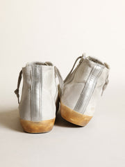 Golden Goose Women’s Francy in white suede with black leather star and silver Swarovski crystal tongue