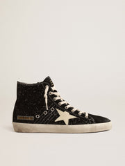 Golden Goose Francy Penstar  in glitter with ivory star and black heel tab