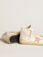 Golden Goose Francy in cream nappa with pink crocodile-print leather star