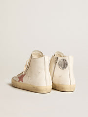 Golden Goose Francy in cream nappa with pink crocodile-print leather star
