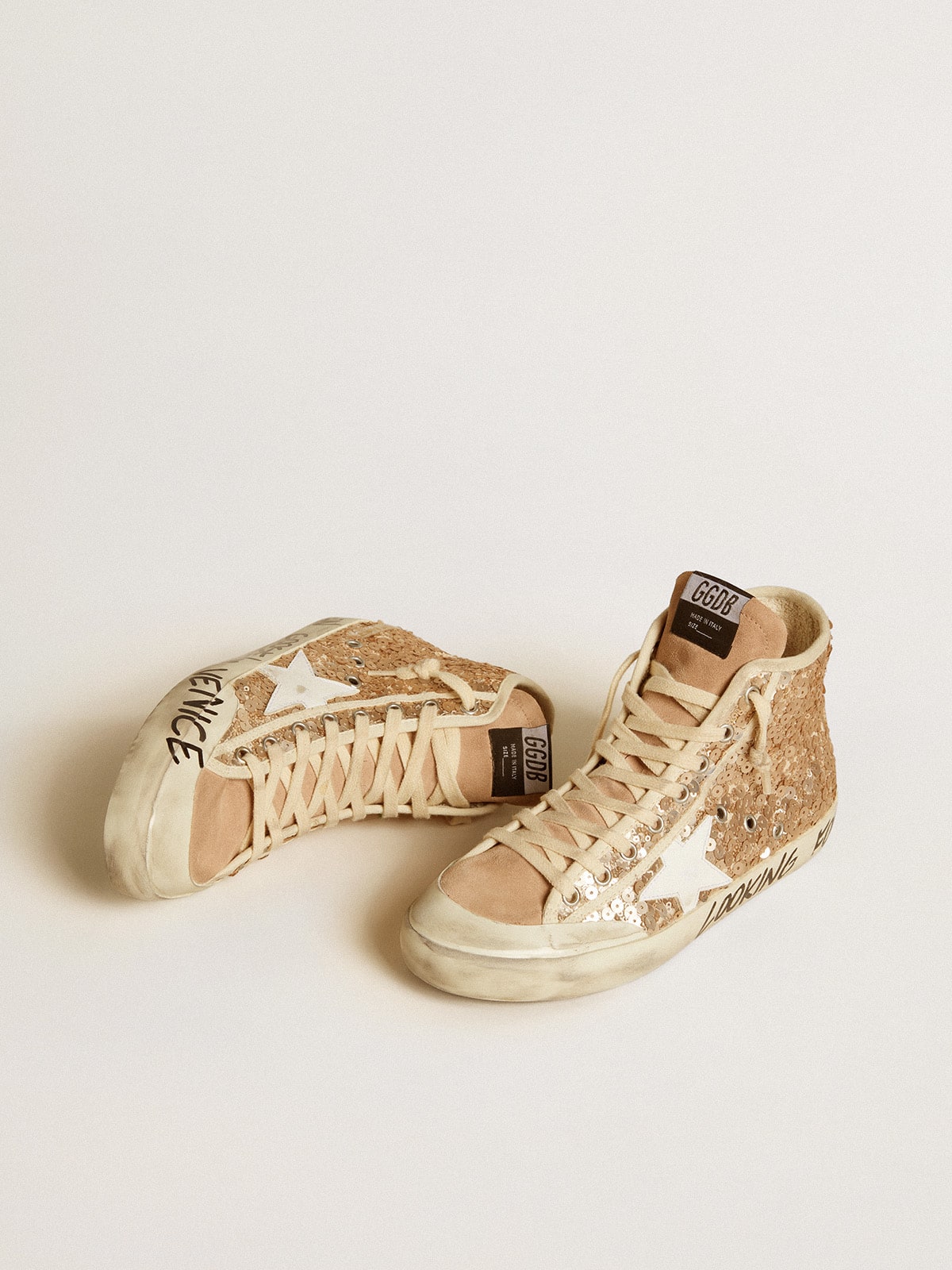 Golden Goose Francy Penstar in sequins with leather star and suede inserts