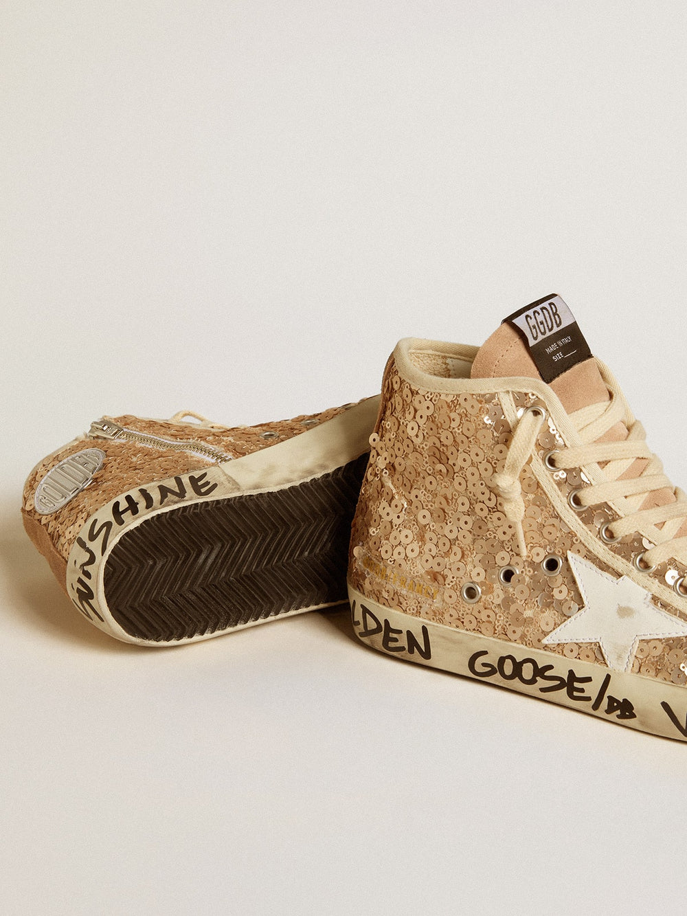 Golden Goose Francy Penstar in sequins with leather star and suede inserts