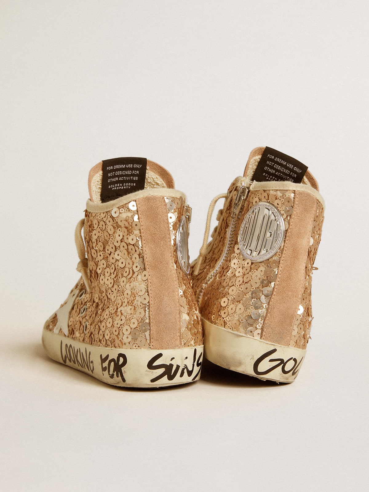 Golden Goose Francy Penstar in sequins with leather star and suede inserts