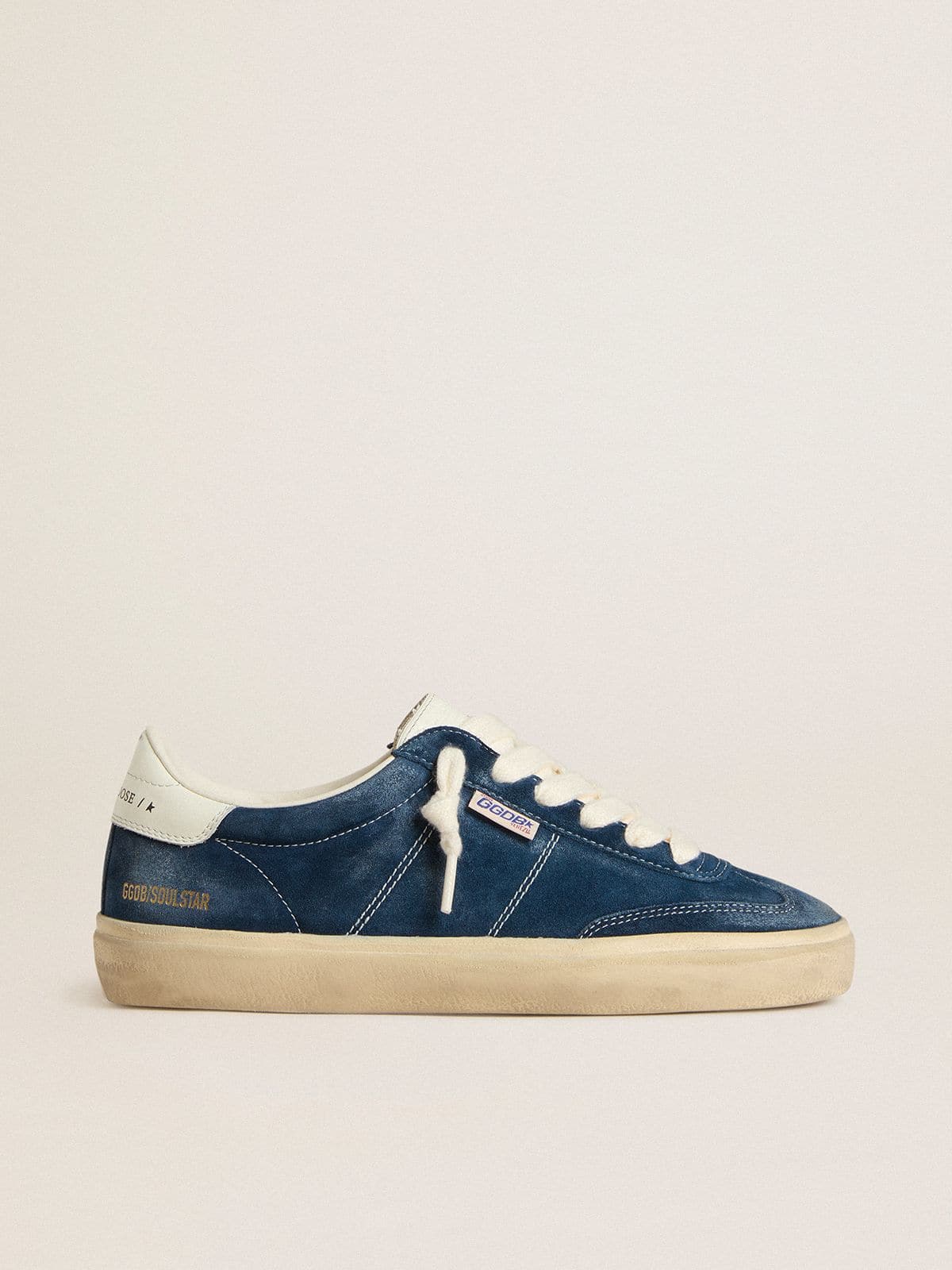 Golden Goose Women's Soul Star in blue suede with white leather heel tab