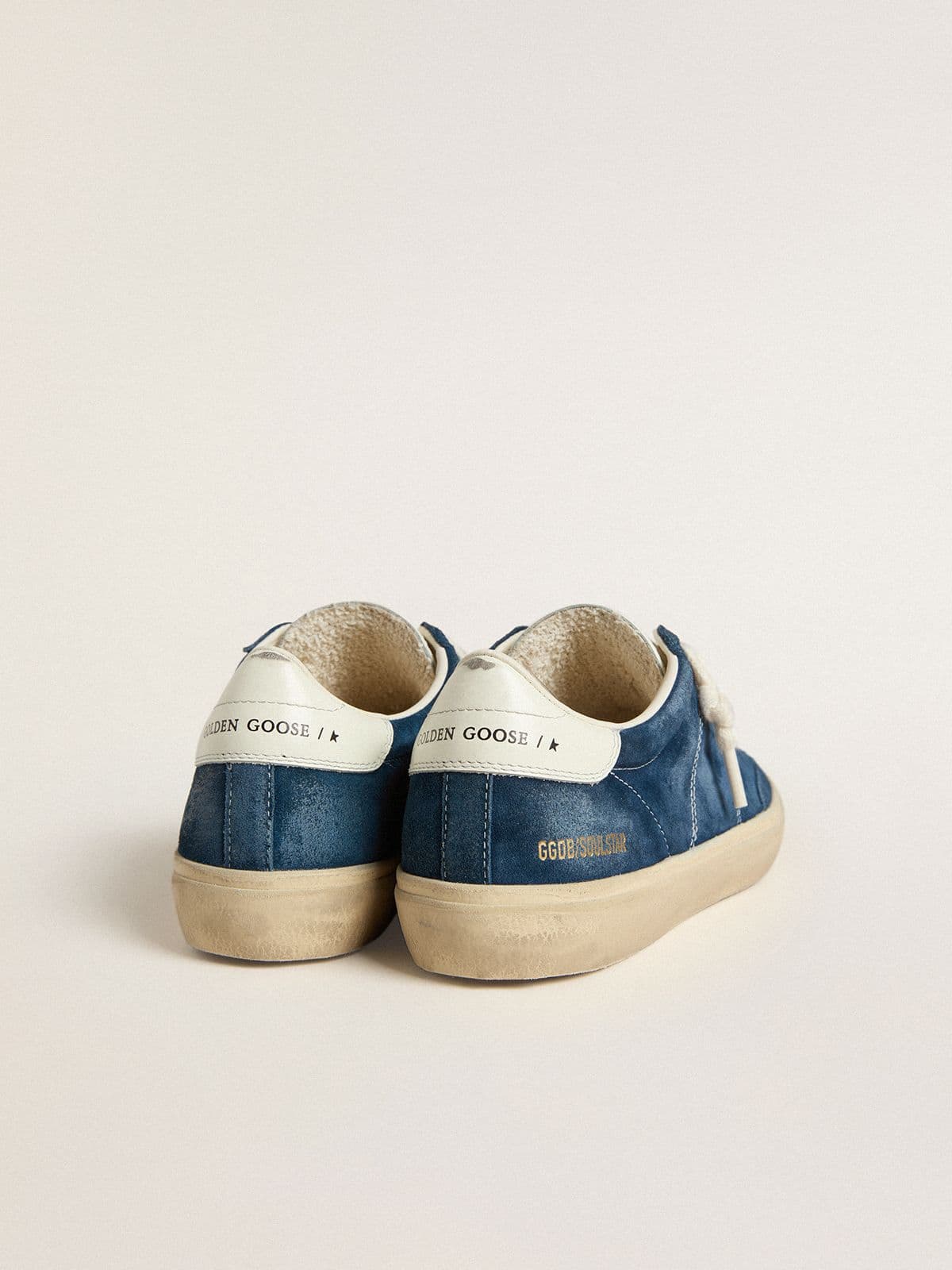 Golden Goose Women's Soul Star in blue suede with white leather heel tab