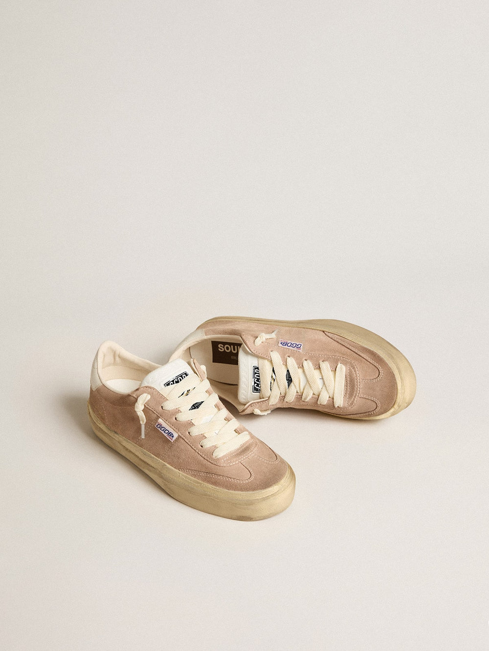 Golden Goose Women's Soul Star in pink suede with milk-white leather heel tab