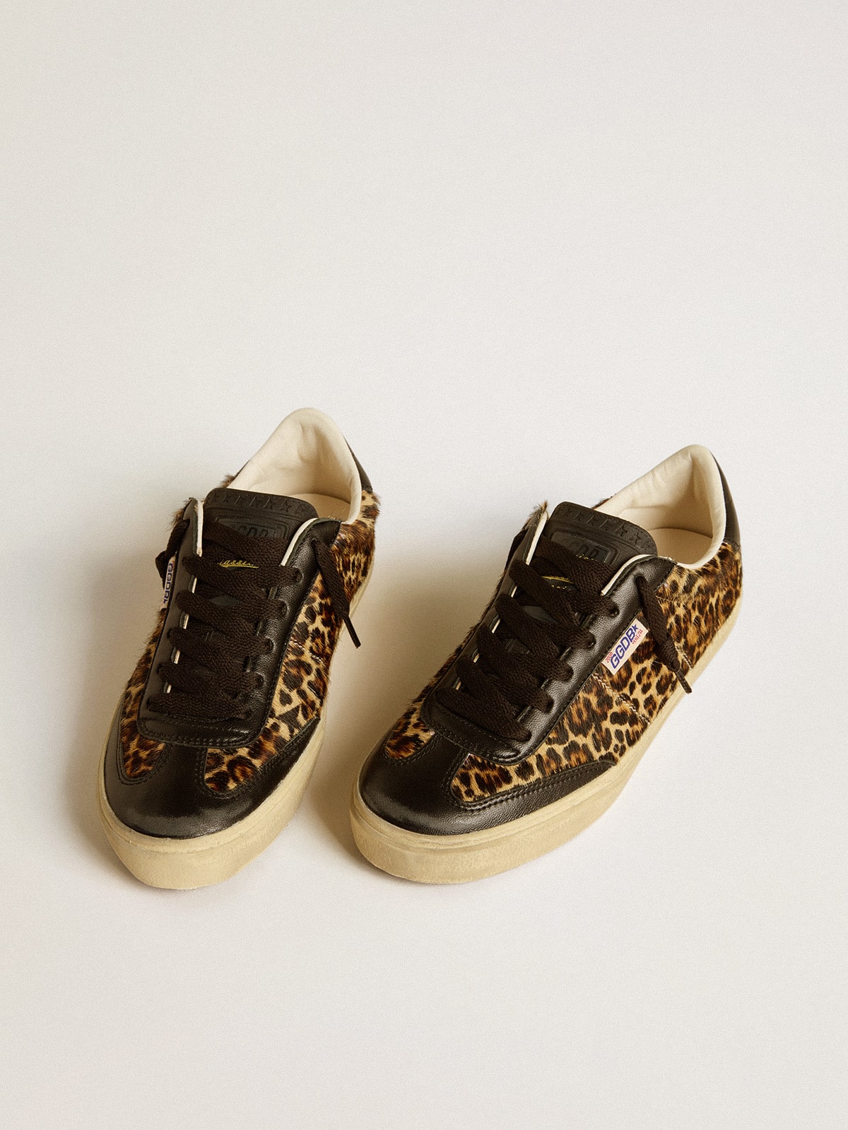 Golden Goose Soul Star in leopard-print pony skin with black nappa leather heel tab and inserts