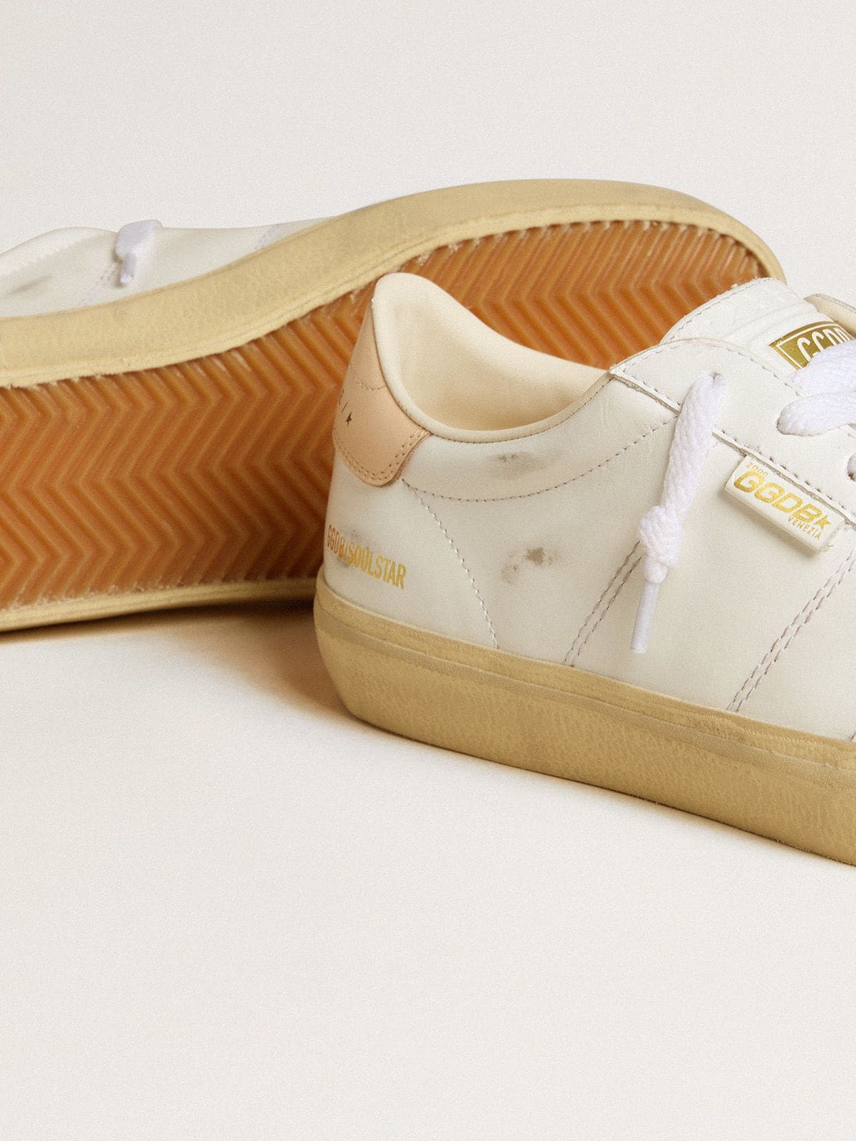 Golden Goose Women's Soul Star in white leather with pink leather heel tab