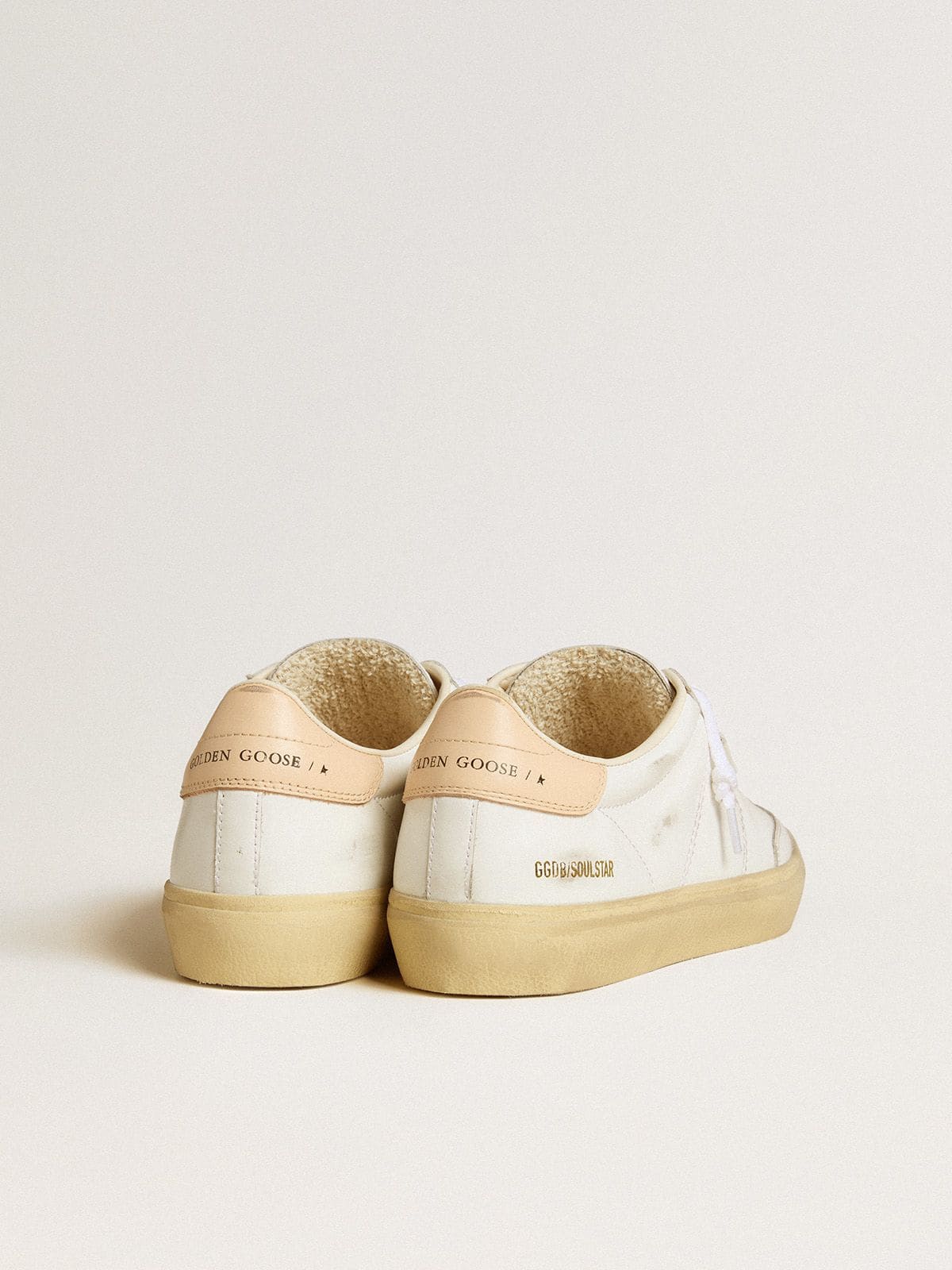 Golden Goose Women's Soul Star in white leather with pink leather heel tab