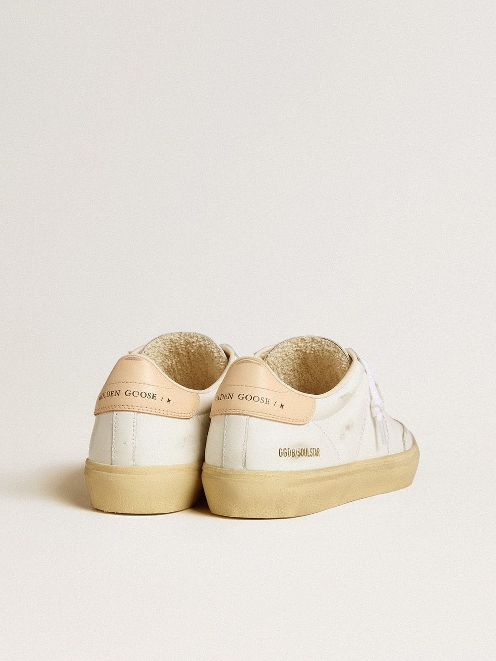 Golden Goose Women's Soul Star in white leather with pink leather heel tab