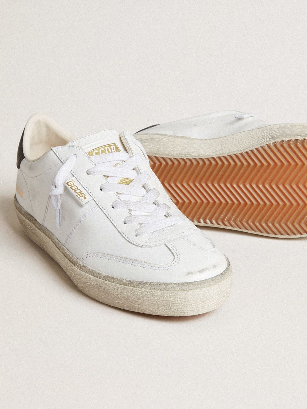 Golden Goose Women's Soul Star in white leather with black leather heel tab