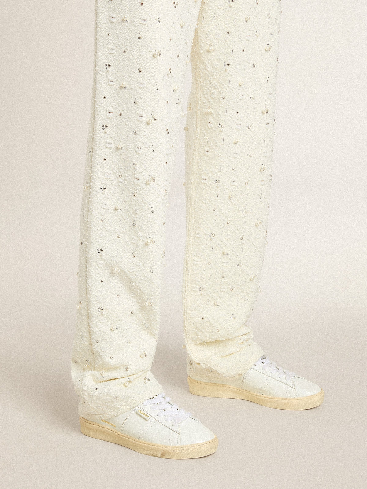 Golden Goose Matchstar in leather with peach pink heel tab