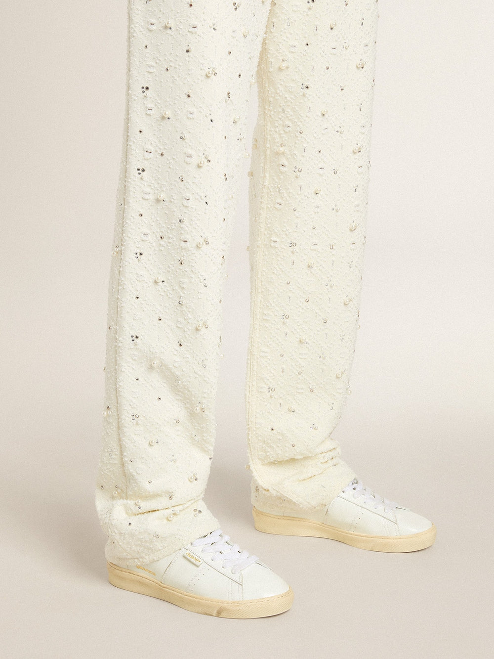 Golden Goose Matchstar in leather with peach pink heel tab