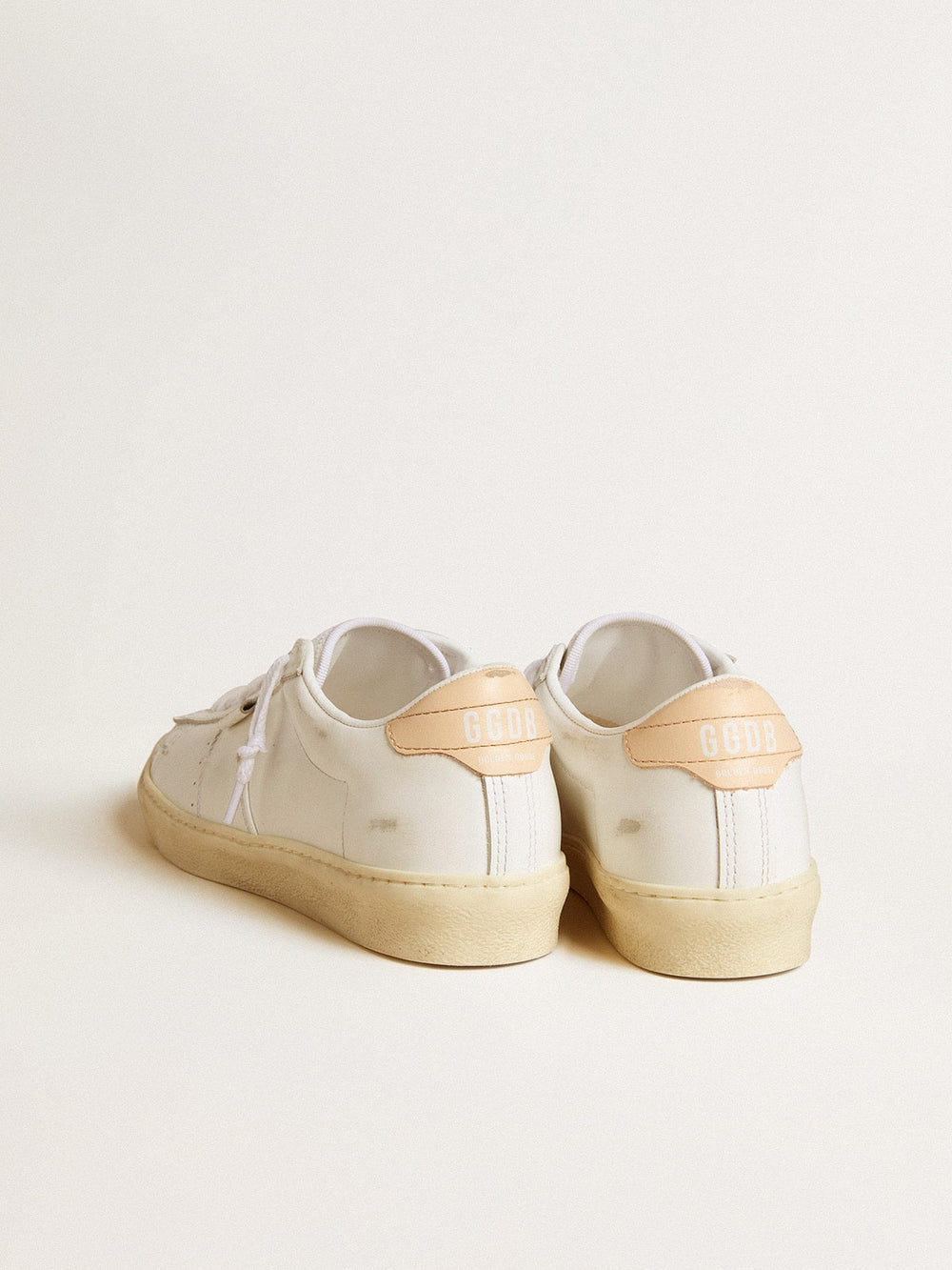 Golden Goose Matchstar in leather with peach pink heel tab