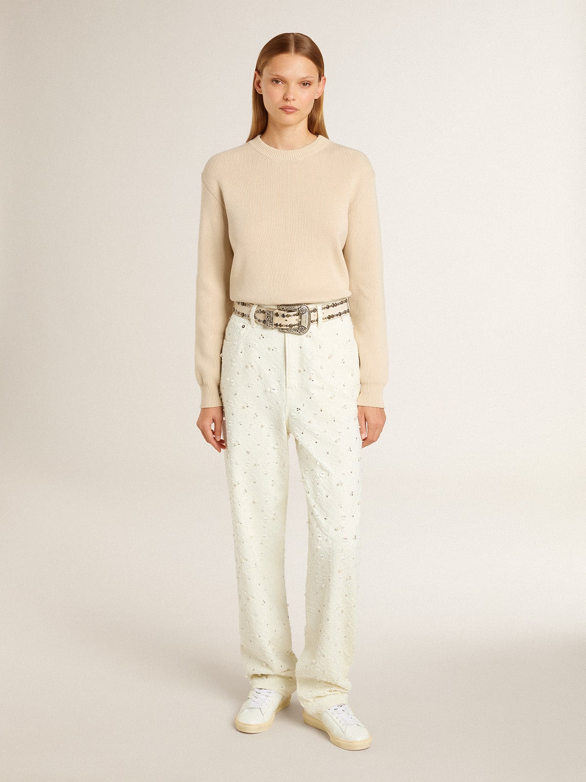 Golden Goose Matchstar in leather with peach pink heel tab