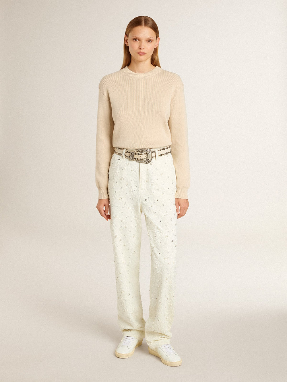 Golden Goose Matchstar in leather with peach pink heel tab