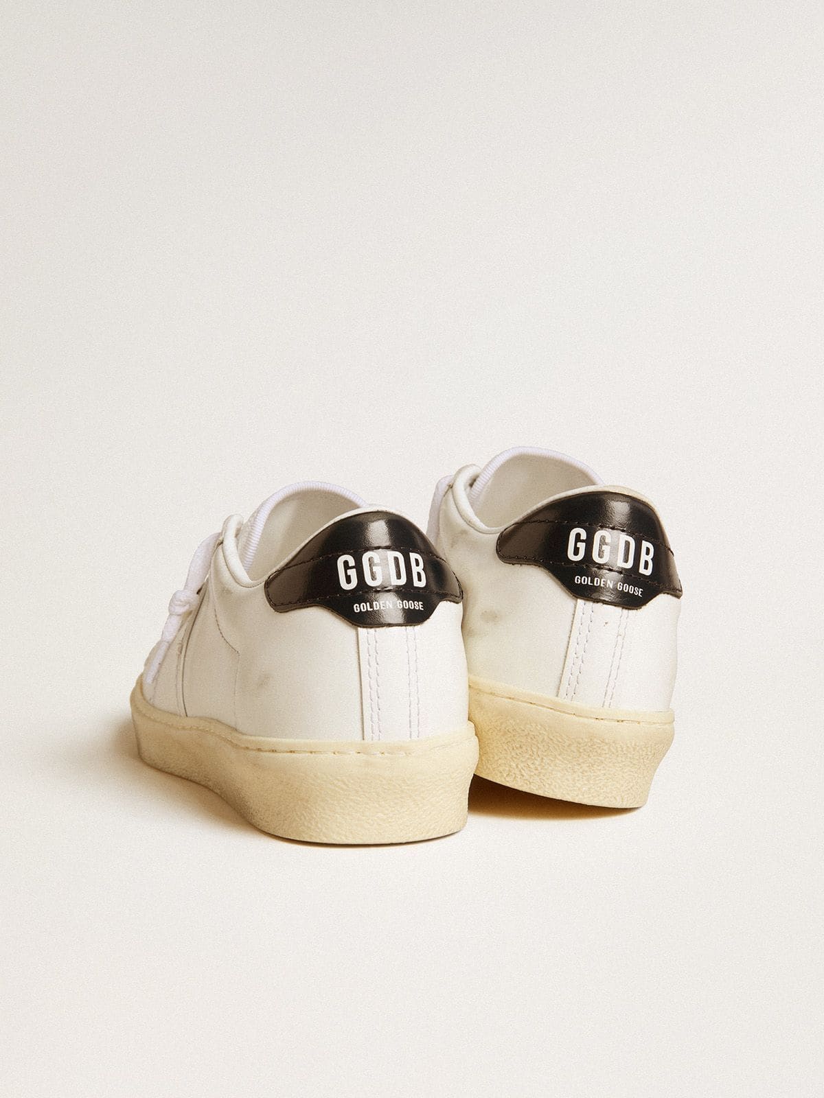 Golden Goose Women's Matchstar in white leather with dark blue leather heel tab