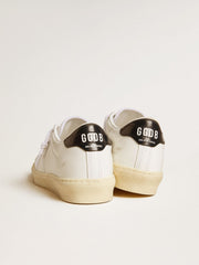 Golden Goose Women's Matchstar in white leather with dark blue leather heel tab