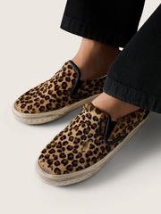 Golden Goose Women's VCE Penstar in leopard-print pony skin with black leather heel tab