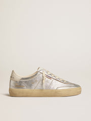 Golden Goose Soul Star in metallic silver leather with white leather heel tab