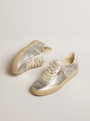 Golden Goose Soul Star in metallic silver leather with white leather heel tab