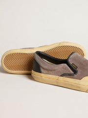 Golden Goose Women's VCE Penstar in dove-gray suede with black leather heel tab