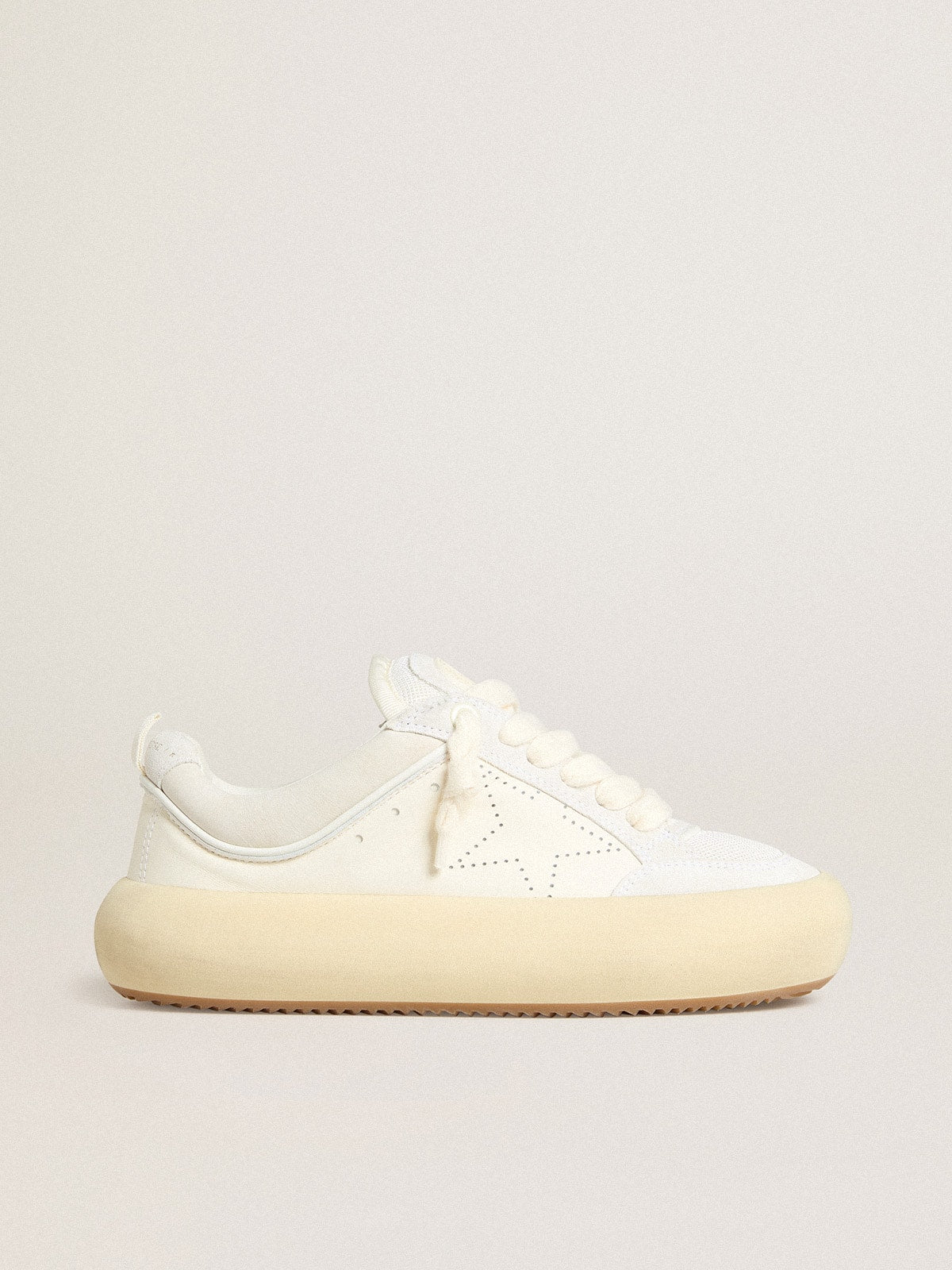 Golden Goose Women's Space-Star Cube in white leather with perforated star