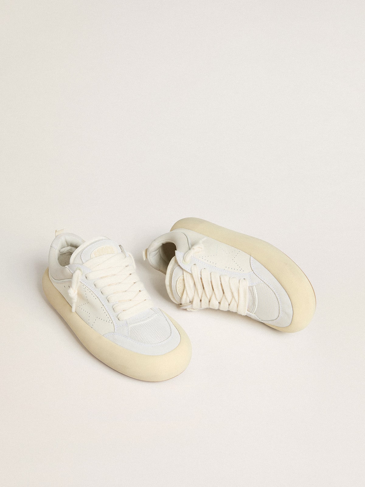 Golden Goose Women's Space-Star Cube in white leather with perforated star