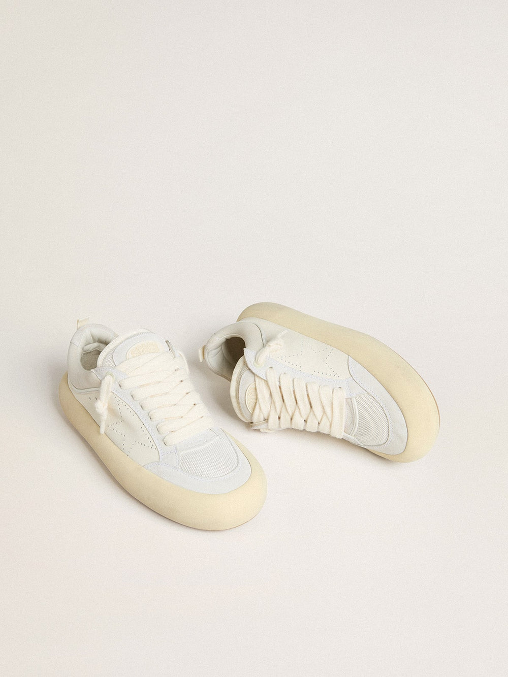 Golden Goose Women's Space-Star Cube in white leather with perforated star